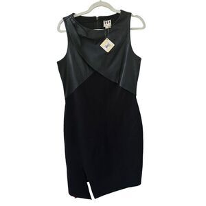 Haute Hippie Lamb Leather Bodice Sheath Dress Women’s Black Sleeveless Size 8
